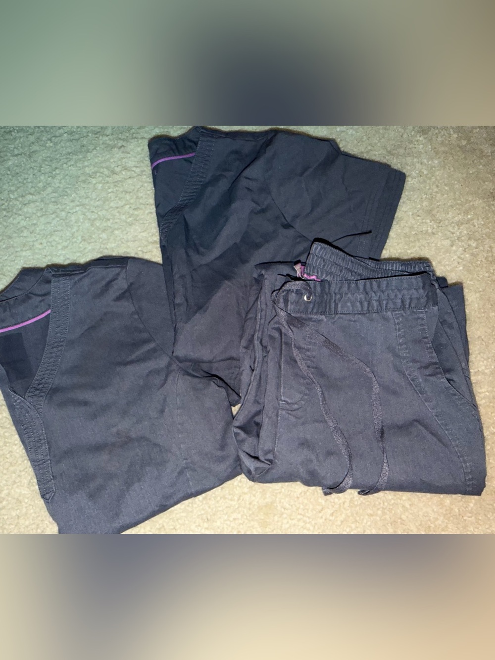 Womens Dark Grey 3pc Scrub Set Uniform Purple Label by Healing Hands sm/med